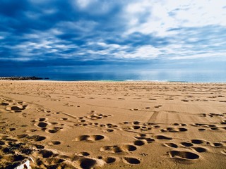 Paradise beach at the ocean around Alfufeira in Portugal