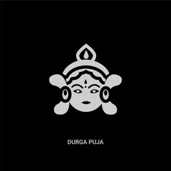 white durga puja vector icon on black background. modern flat durga puja from india and holi concept vector sign symbol can be use for web, mobile and logo.