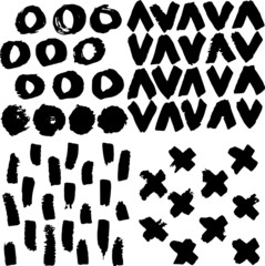 Rough black ink spots pattern elements