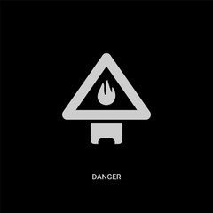 white danger vector icon on black background. modern flat danger from industry concept vector sign symbol can be use for web, mobile and logo.