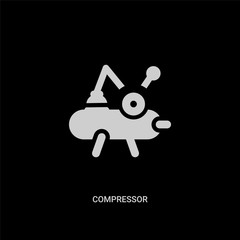 white compressor vector icon on black background. modern flat compressor from industry concept vector sign symbol can be use for web, mobile and logo.