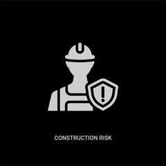 white construction risk vector icon on black background. modern flat construction risk from insurance concept vector sign symbol can be use for web, mobile and logo.