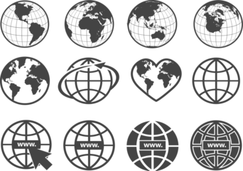 Fotobehang Set of earth globe icons in flat and linear design on a white background © 123levit