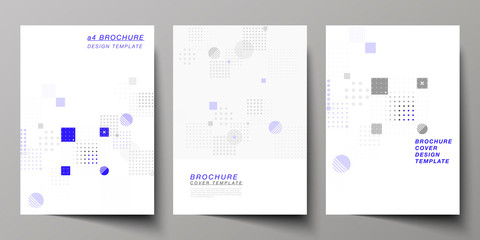 The vector layout of A4 format modern cover mockups design templates for brochure, magazine, flyer, booklet, annual report. Abstract vector background with fluid geometric shapes.