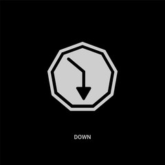 white down vector icon on black background. modern flat down from interface concept vector sign symbol can be use for web, mobile and logo.