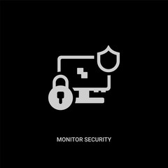 white monitor security vector icon on black background. modern flat monitor security from internet security and concept vector sign symbol can be use for web, mobile and logo.