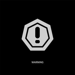 white warning vector icon on black background. modern flat warning from internet security and concept vector sign symbol can be use for web, mobile and logo.