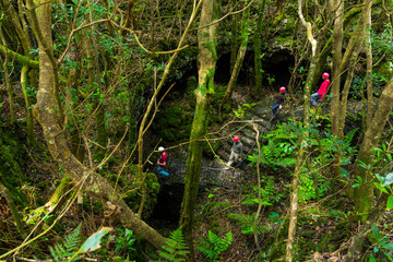 Lava cave Gruta das Torres, Municipality of Madalena, Pico Island, Azores Archipelago, Portugal,...