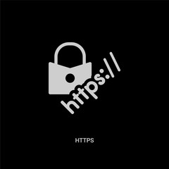 white https vector icon on black background. modern flat https from internet security and concept vector sign symbol can be use for web, mobile and logo.