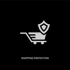 white shopping protection vector icon on black background. modern flat shopping protection from internet security and concept vector sign symbol can be use for web, mobile and logo.