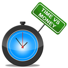 Time Versus Money Clock Contrasting Earnings With Expenses - 3d Illustration