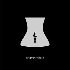 white belly piercing vector icon on black background. modern flat belly piercing from jewelry concept vector sign symbol can be use for web, mobile and logo.