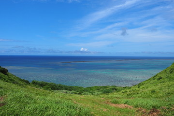 Fototapeta na wymiar 丘からの海の景色 石垣島にて