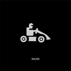 white racer vector icon on black background. modern flat racer from jobprofits concept vector sign symbol can be use for web, mobile and logo.
