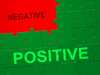 Positive Versus Negative Jigsaw Depicting Reflective State Of Mind - 3d Illustration