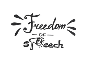 Freedom of speech - black calligraphy lettering, hand drawn text isolated on white