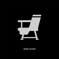white baby chair vector icon on black background. modern flat baby chair from kids and baby concept vector sign symbol can be use for web, mobile and logo.