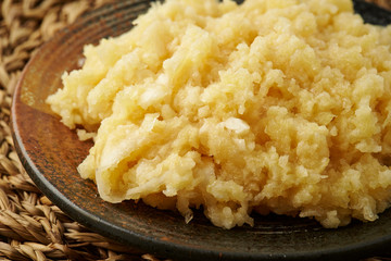 Grated ginger on plate