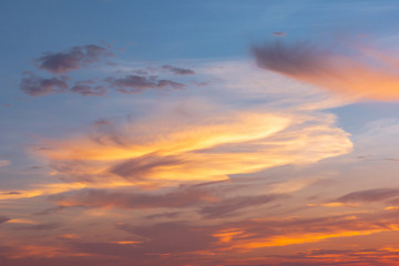 Sky and cloud at sunset with sunset light effects background. clouds twilight and dramatic sky background.