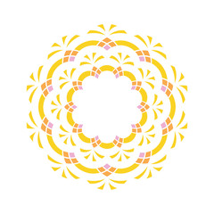 Ornamental frame decorative geometric wreath isolated on white background