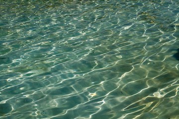 Light games created by the sun in the waters of a shallow pool