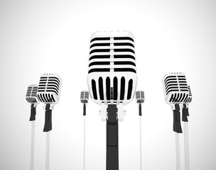 Microphone represents loudspeaker and performer like a singer - 3d illustration