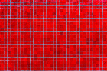 Red mosaic tile wall. Abstract square mosaic tile red background
