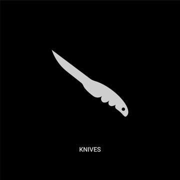 white knives vector icon on black background. modern flat knives from kitchen concept vector sign symbol can be use for web, mobile and logo.