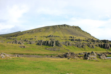 Fototapeta premium Green hill on the countryside in Iceland
