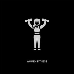 white women fitness vector icon on black background. modern flat women fitness from ladies concept vector sign symbol can be use for web, mobile and logo.