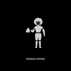 white woman crying vector icon on black background. modern flat woman crying from ladies concept vector sign symbol can be use for web, mobile and logo.
