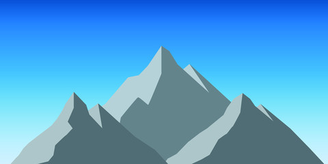 Fototapeta premium vector illustration of three high mountains on blue sky background