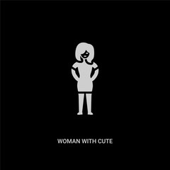 white woman with cute hairstyle vector icon on black background. modern flat woman with cute hairstyle from ladies concept vector sign symbol can be use for web, mobile and logo.