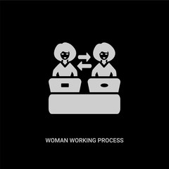 white woman working process vector icon on black background. modern flat woman working process from ladies concept vector sign symbol can be use for web, mobile and logo.