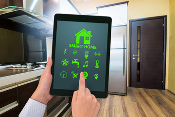 Smart home concept with devices and appliances