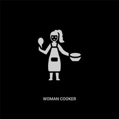 white woman cooker vector icon on black background. modern flat woman cooker from ladies concept vector sign symbol can be use for web, mobile and logo.