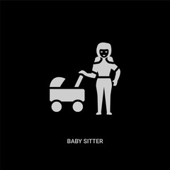 white baby sitter vector icon on black background. modern flat baby sitter from ladies concept vector sign symbol can be use for web, mobile and logo.