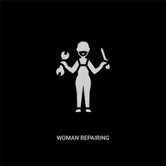 white woman repairing vector icon on black background. modern flat woman repairing from ladies concept vector sign symbol can be use for web, mobile and logo.