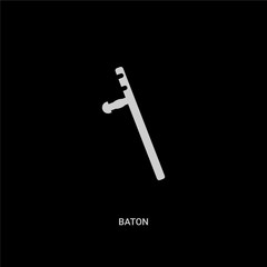 white baton vector icon on black background. modern flat baton from law and justice concept vector sign symbol can be use for web, mobile and logo.