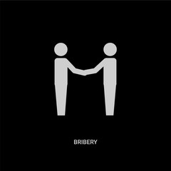 white bribery vector icon on black background. modern flat bribery from law and justice concept vector sign symbol can be use for web, mobile and logo.