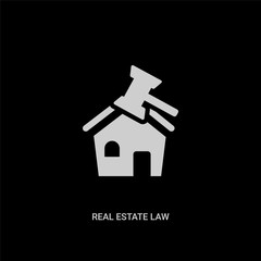 white real estate law vector icon on black background. modern flat real estate law from law and justice concept vector sign symbol can be use for web, mobile and logo.