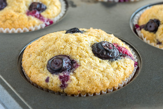 Blueberry Muffins in a Tin