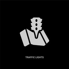 white traffic lights vector icon on black background. modern flat traffic lights from maps and locations concept vector sign symbol can be use for web, mobile and logo.