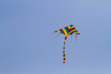 Children's favorite toy kite on windy days in spring