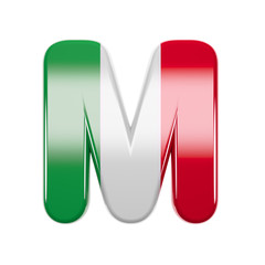 Italian letter M - Capital 3d Italy flag font - suitable for Italy, Europe or Rome related subjects