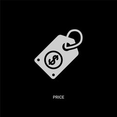white price vector icon on black background. modern flat price from marketing concept vector sign symbol can be use for web, mobile and logo.