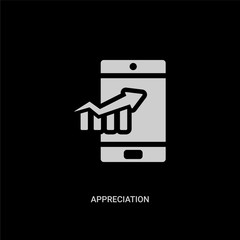 white appreciation vector icon on black background. modern flat appreciation from marketing concept vector sign symbol can be use for web, mobile and logo.