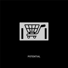 white potential vector icon on black background. modern flat potential from marketing concept vector sign symbol can be use for web, mobile and logo.