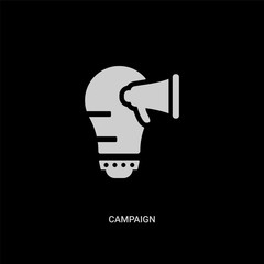 white campaign vector icon on black background. modern flat campaign from marketing concept vector sign symbol can be use for web, mobile and logo.