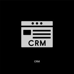 white crm vector icon on black background. modern flat crm from marketing concept vector sign symbol can be use for web, mobile and logo.